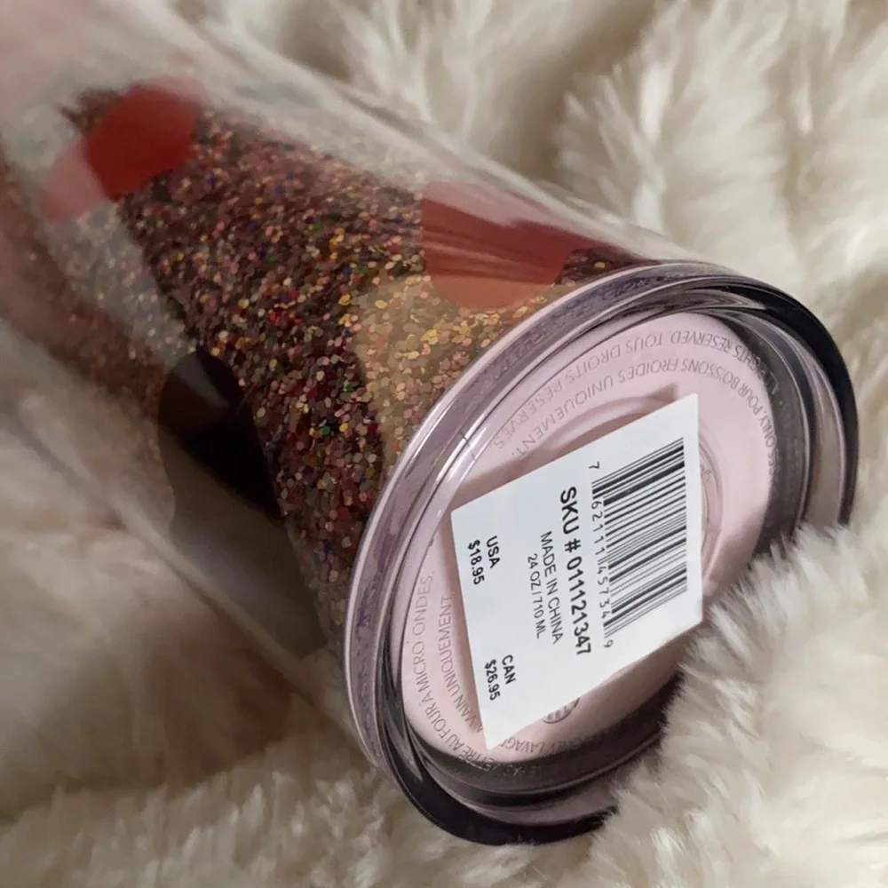 Starbucks Venti glitter Valentine’s Day heart cold cup Pink Purple New